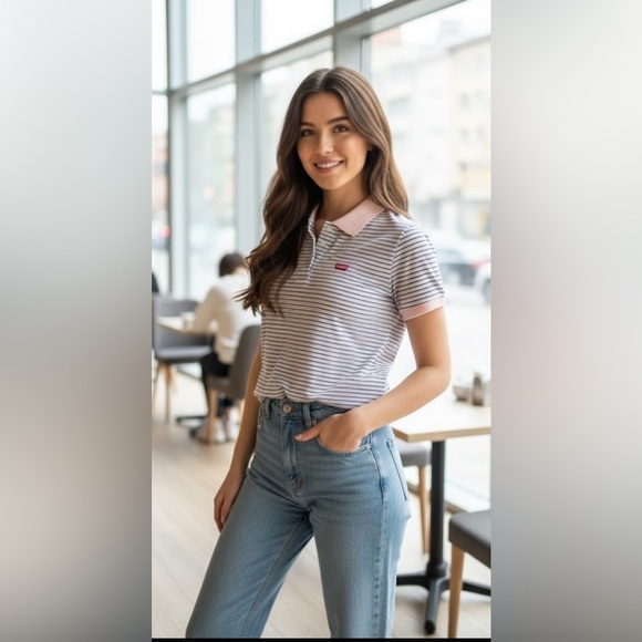 Levi's Tops - Levi's Pink and Blue  Striped Shirt